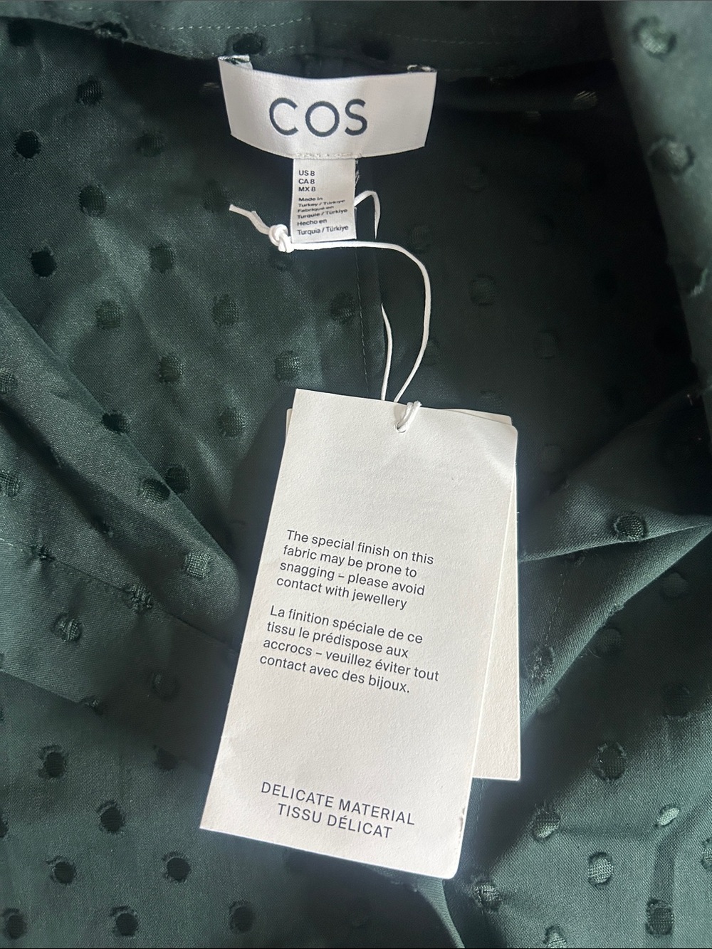 NWT (size 8) COS Polka-dot Jacquard Cotton Shirt Dress - Picture 7 of 10